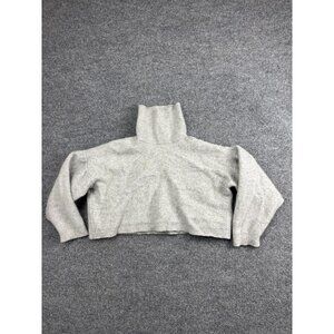 Free People Sweater Womens Small Gray Cashmere Turtleneck Cropped Boxy OB91236
